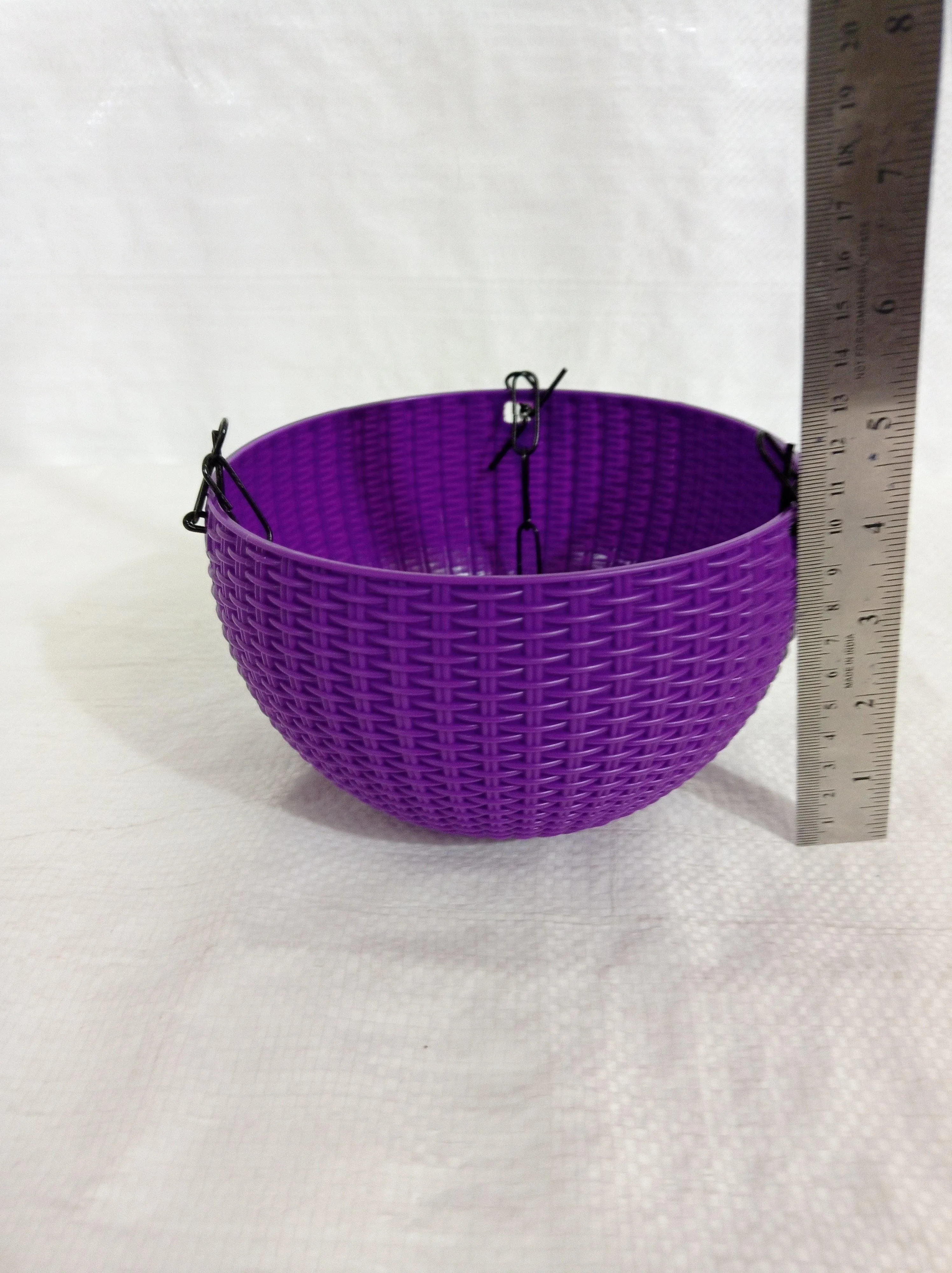 16 cm Violet Rattan Hanging Planter (Small)