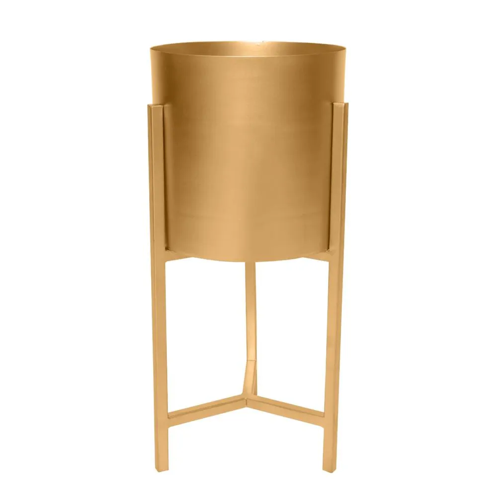 22, 18 Round Indoor Planter, Iron Stand, Set of 2, Champagne Gold By The Urban Port
