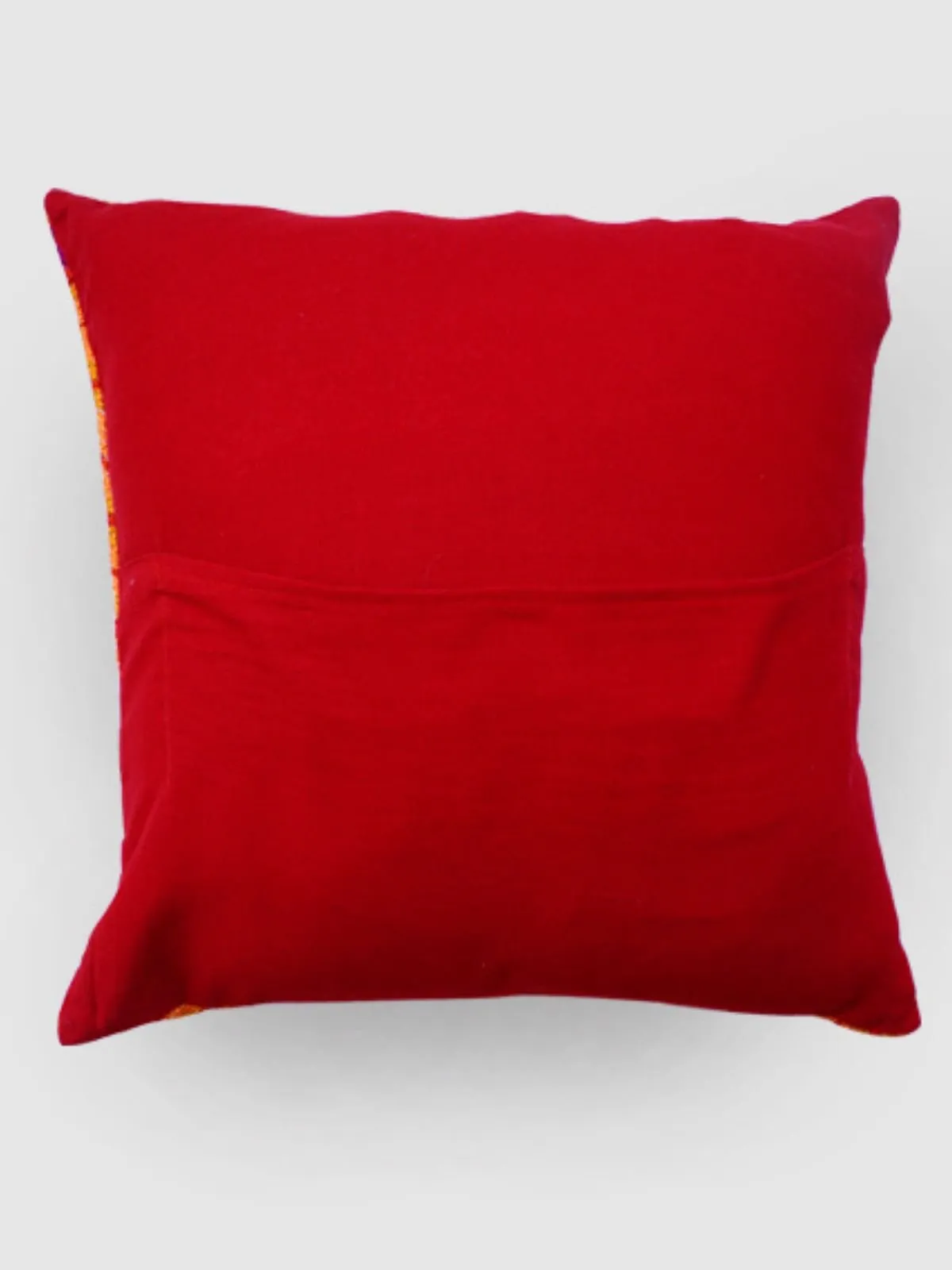 Aster Chainstitch Embroidered Cushion Cover Red & Yellow
