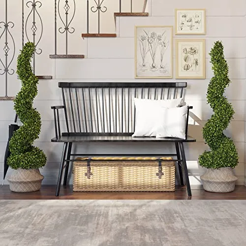 Barnyard Designs 4ft (48”) Artificial Boxwood Spiral Topiary Trees, Indoor Entryway, Living Room or Covered Front Porch Home Decor, Faux Fake Plant Decoration, Set of 2