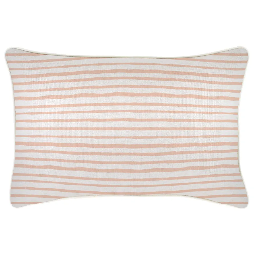 Blush Paint Stripes-With Piping-Indoor Outdoor Cushion Cover-35cm X 50cm