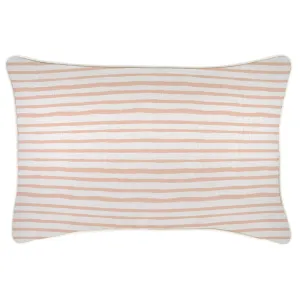 Blush Paint Stripes-With Piping-Indoor Outdoor Cushion Cover-35cm X 50cm