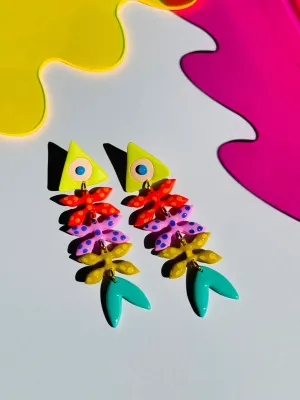Colorful Bone Fish Earrings
