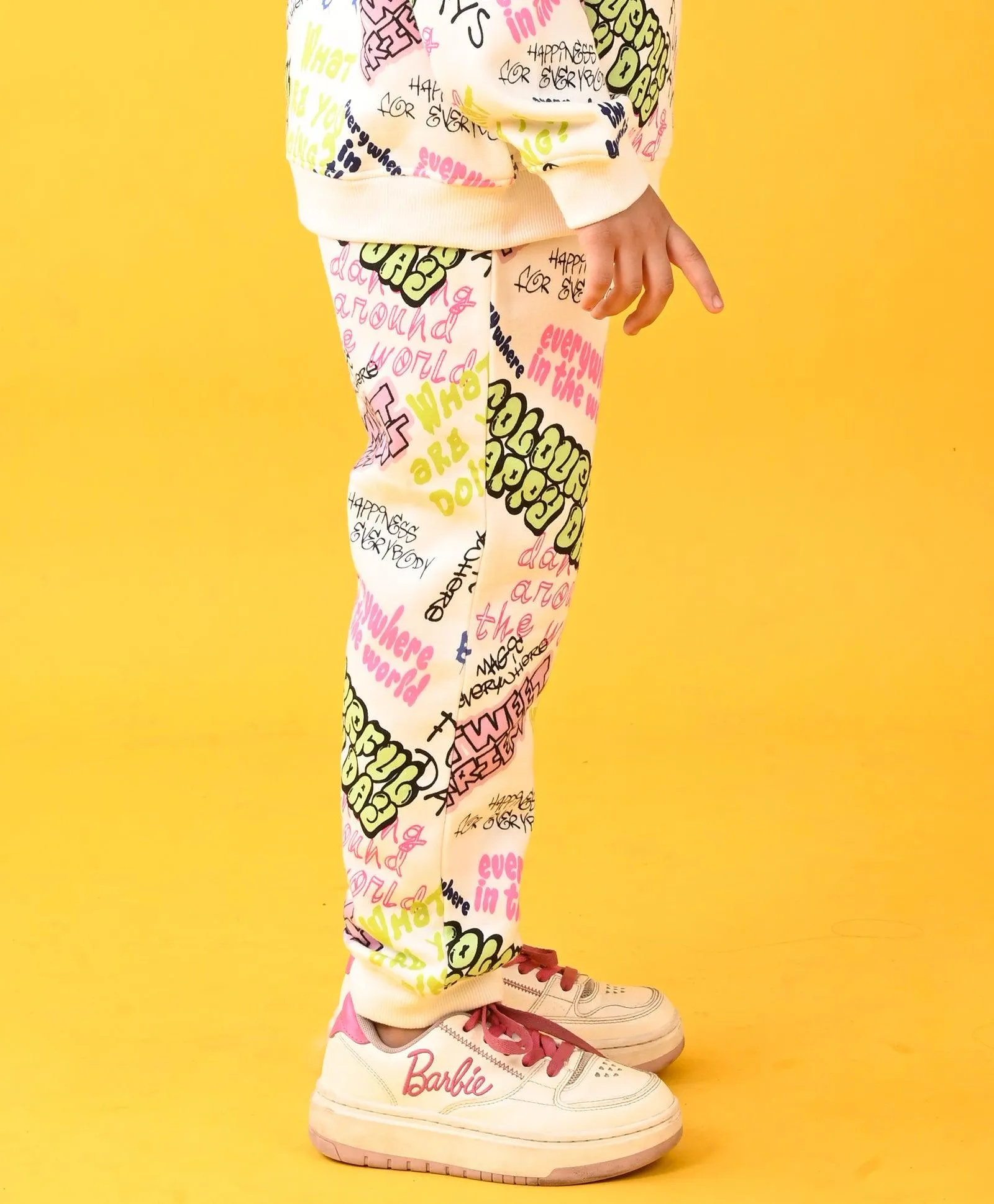 COLORFUL HAPPINESS FLEECE JOGGER - WHITE