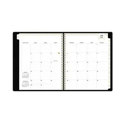 Day Designer 2023-24 Academic Refillable Planner Faux Leather Hard Cover 8.5"x11" Weekly/Monthly Wirebound Black