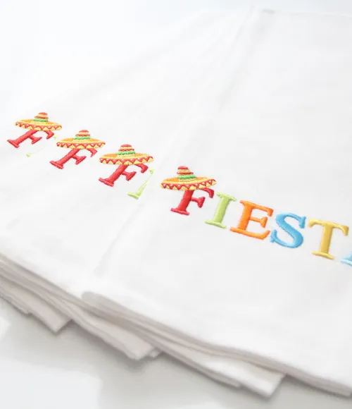 Embroidered Fiesta Tea Towel