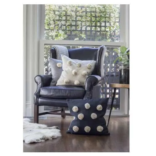 Grey Pom Pom Cushion (50cm)