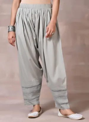 Grey Salwar with Elastic Waist Band & Pleats