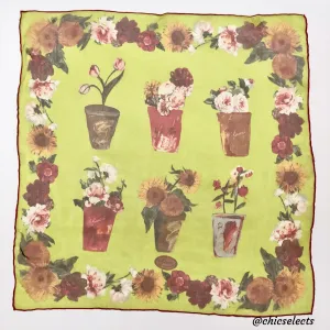 GUCCI SHEER SILK FLOWER POT SQUARE HANDKERCHIEF SCARF