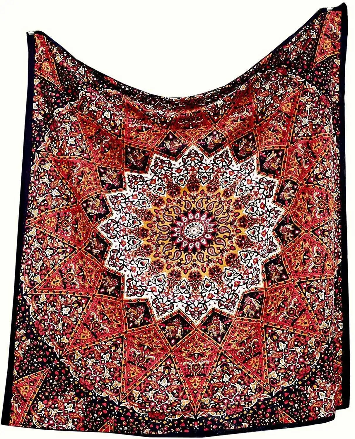 Indian Mandala Tapestry GL Star Orange Psychedelic Wall Hanging Boho Decor