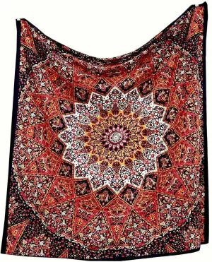 Indian Mandala Tapestry GL Star Orange Psychedelic Wall Hanging Boho Decor