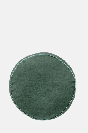 Mukesh Round Linen Cushion Myrtle Green