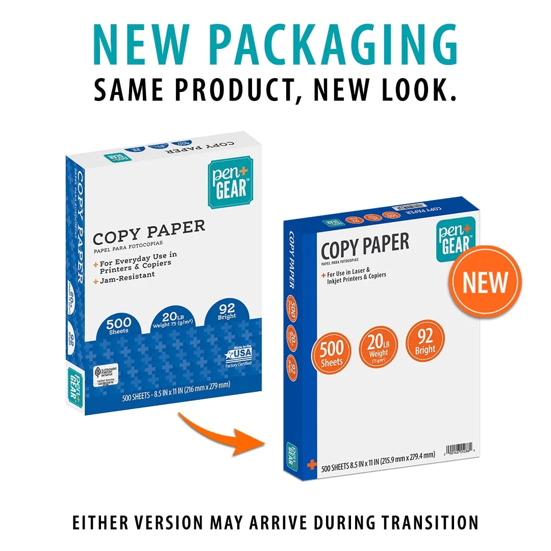 Pen Gear Copy Paper, 8.5" x 11", 20 lb, White, 500 Sheets