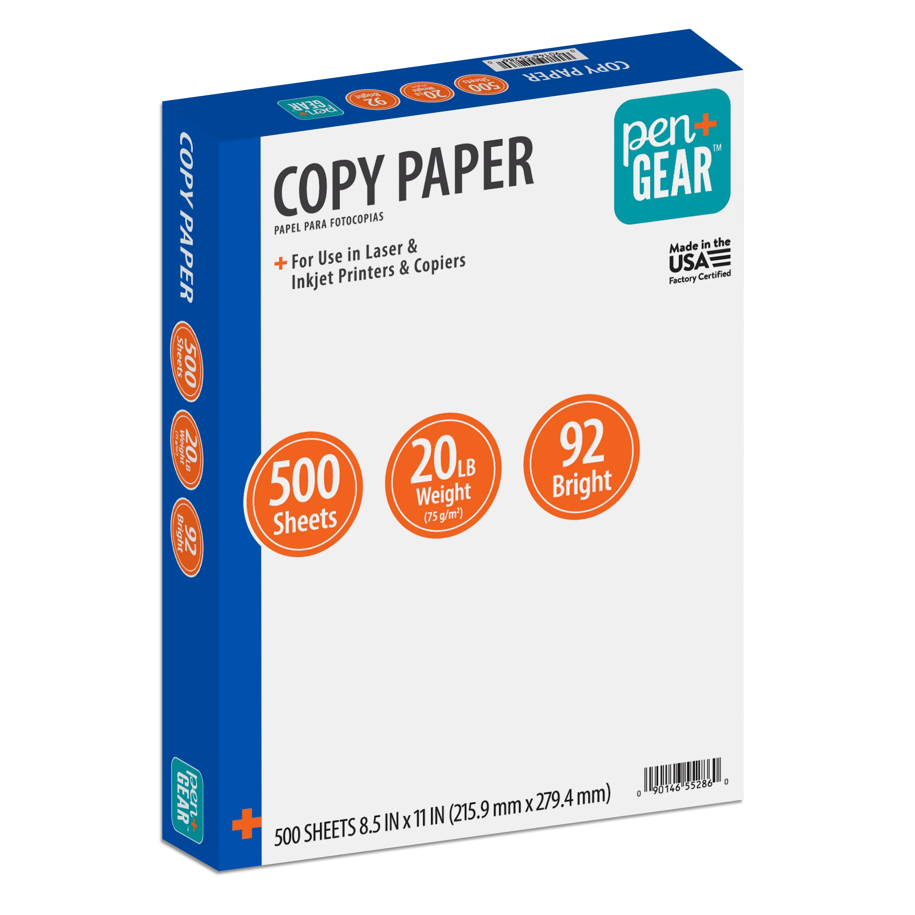 Pen Gear Copy Paper, 8.5" x 11", 20 lb, White, 500 Sheets