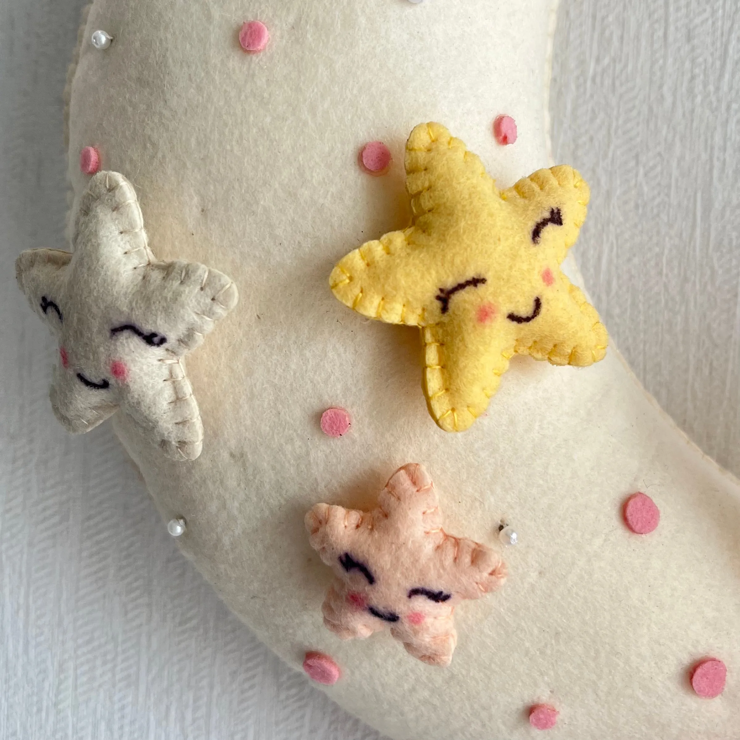 Pink Teddy On a Moon Name Hanging