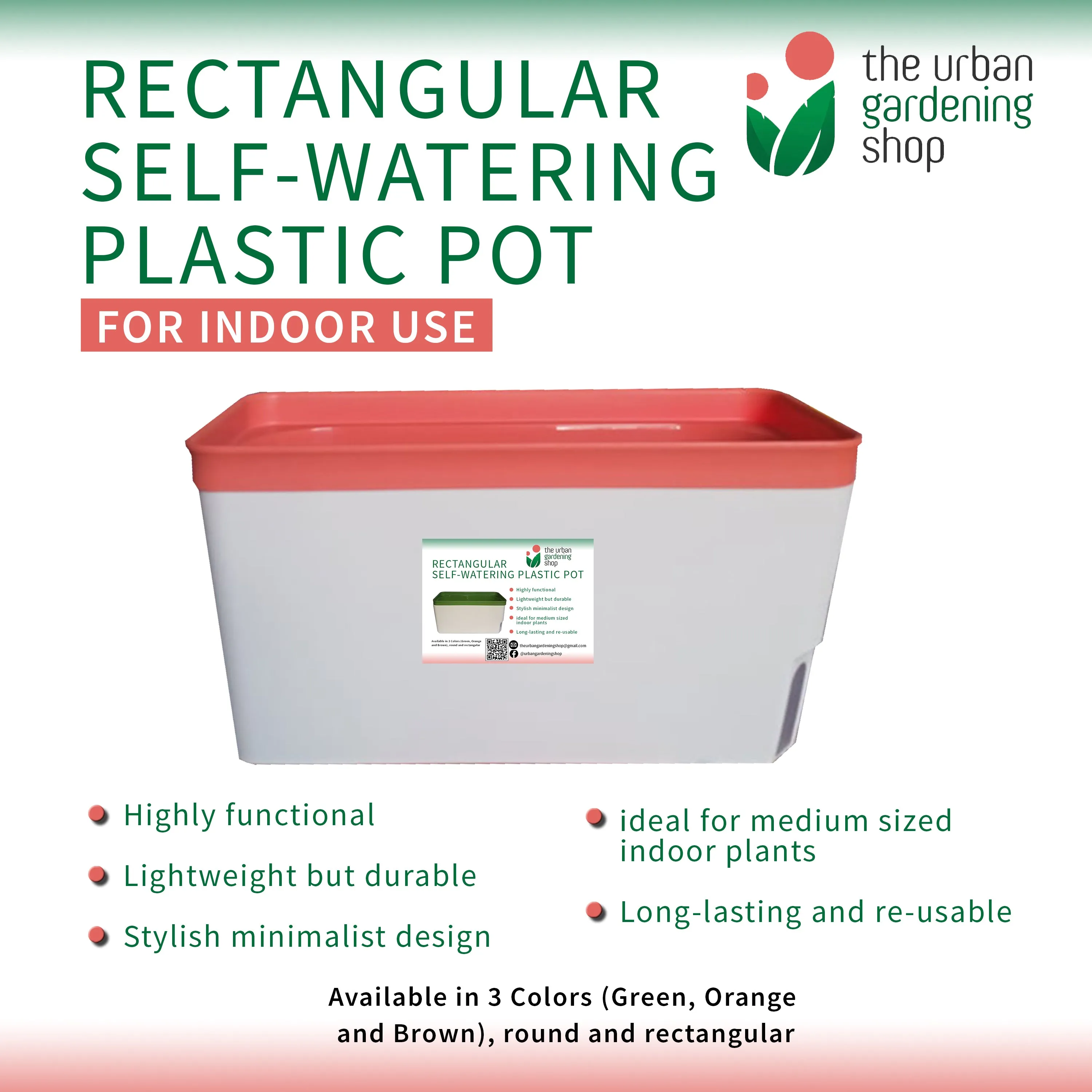 RECTANGULAR SELF- WATERING PLASTIC POTS