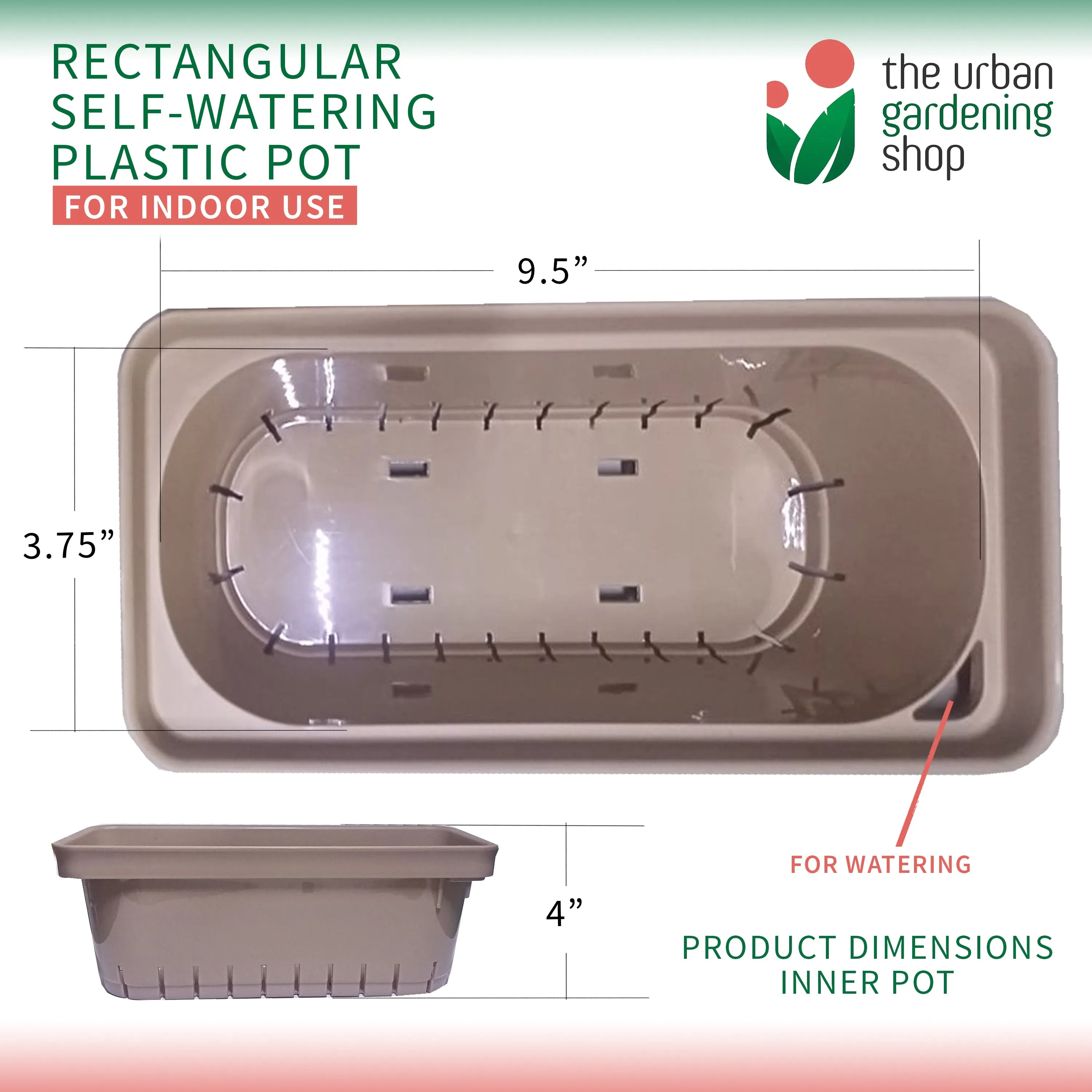 RECTANGULAR SELF- WATERING PLASTIC POTS