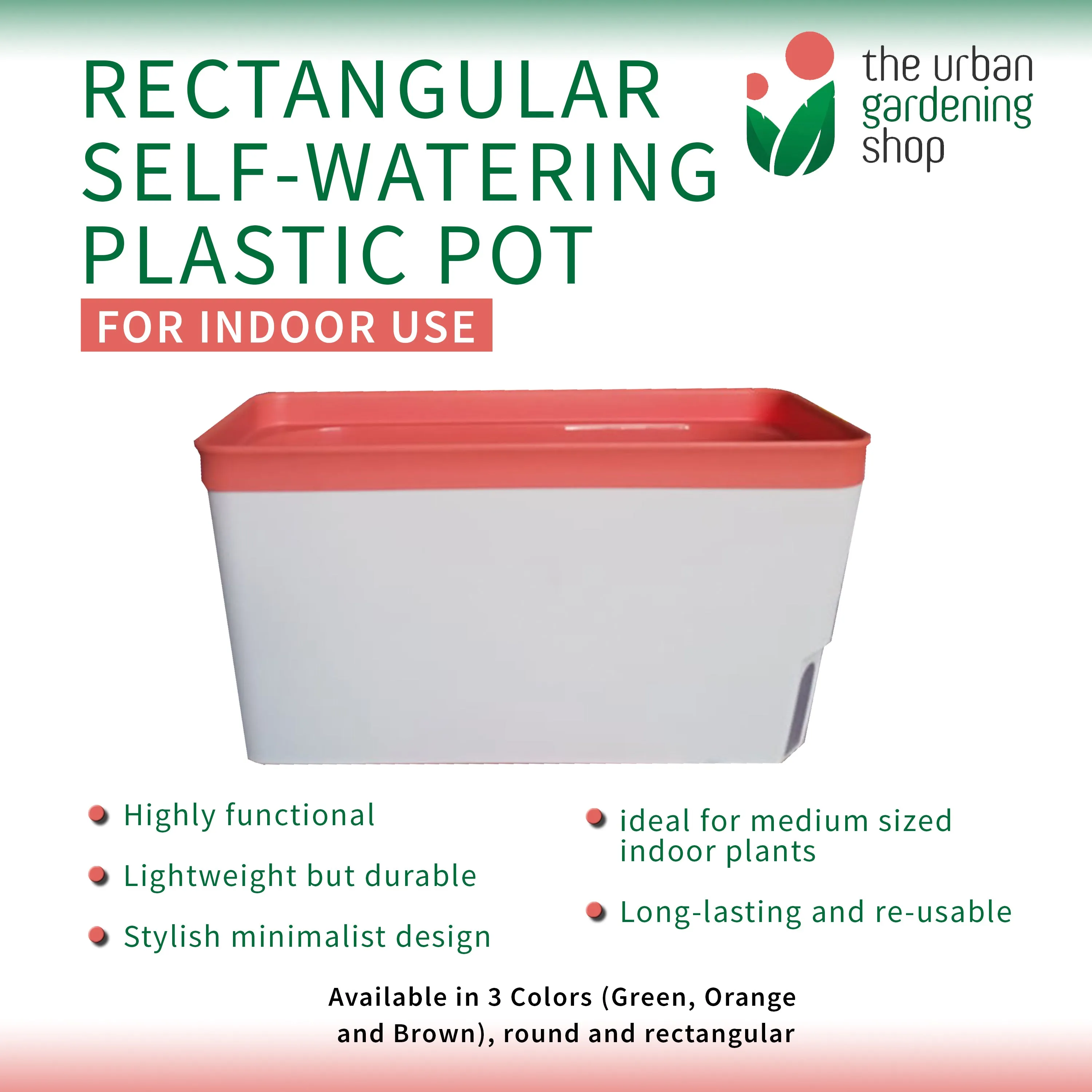 RECTANGULAR SELF- WATERING PLASTIC POTS