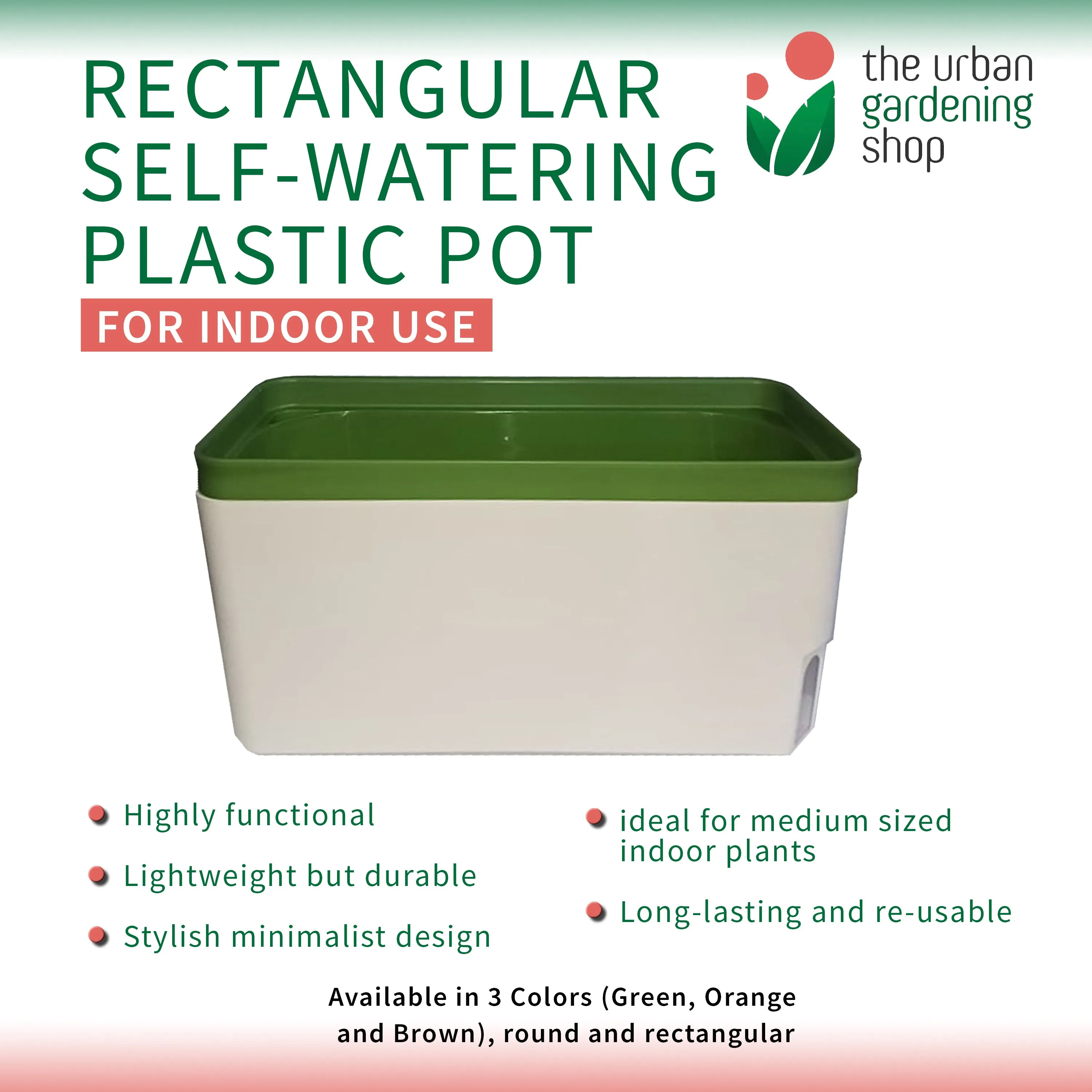 RECTANGULAR SELF- WATERING PLASTIC POTS