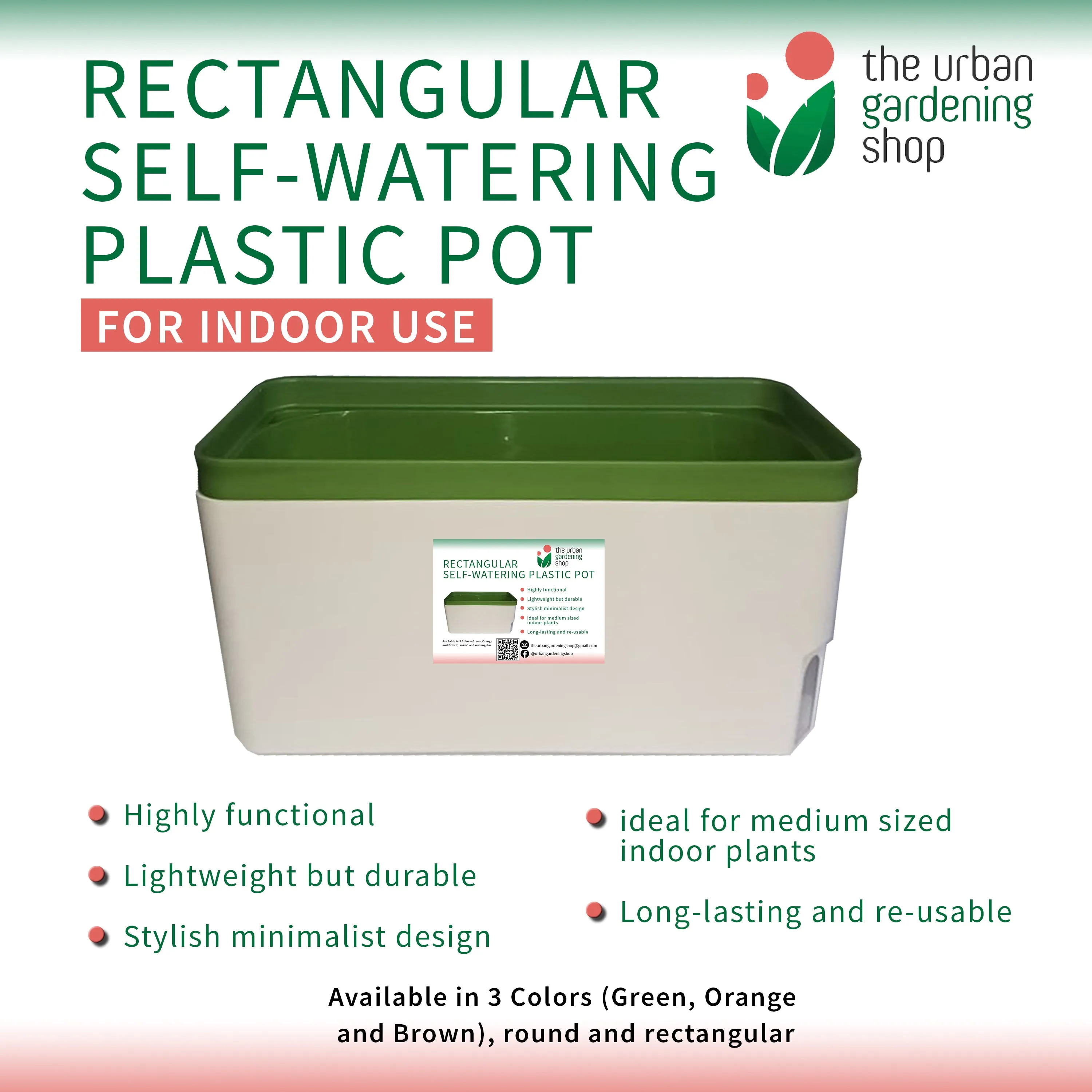 RECTANGULAR SELF- WATERING PLASTIC POTS
