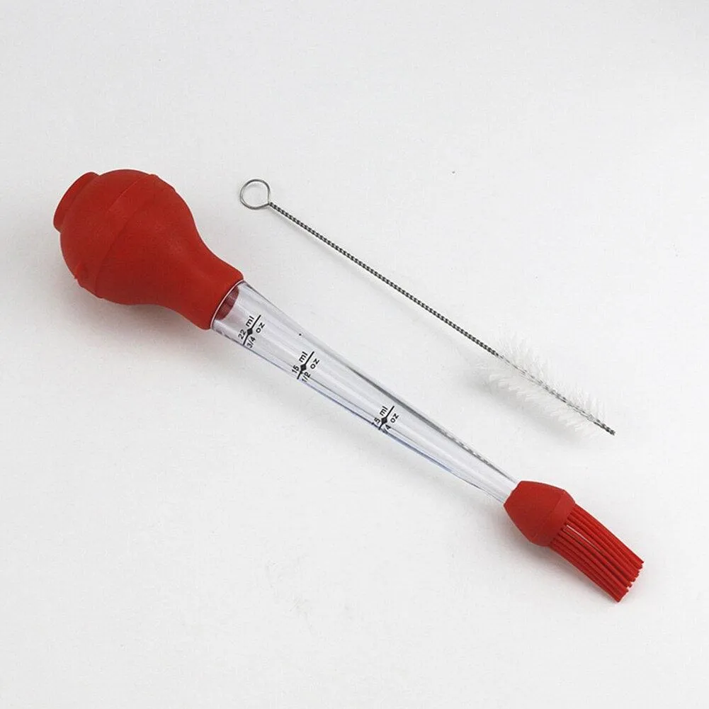 Red Silicone BBQ Dropper with Cleaning Brush
