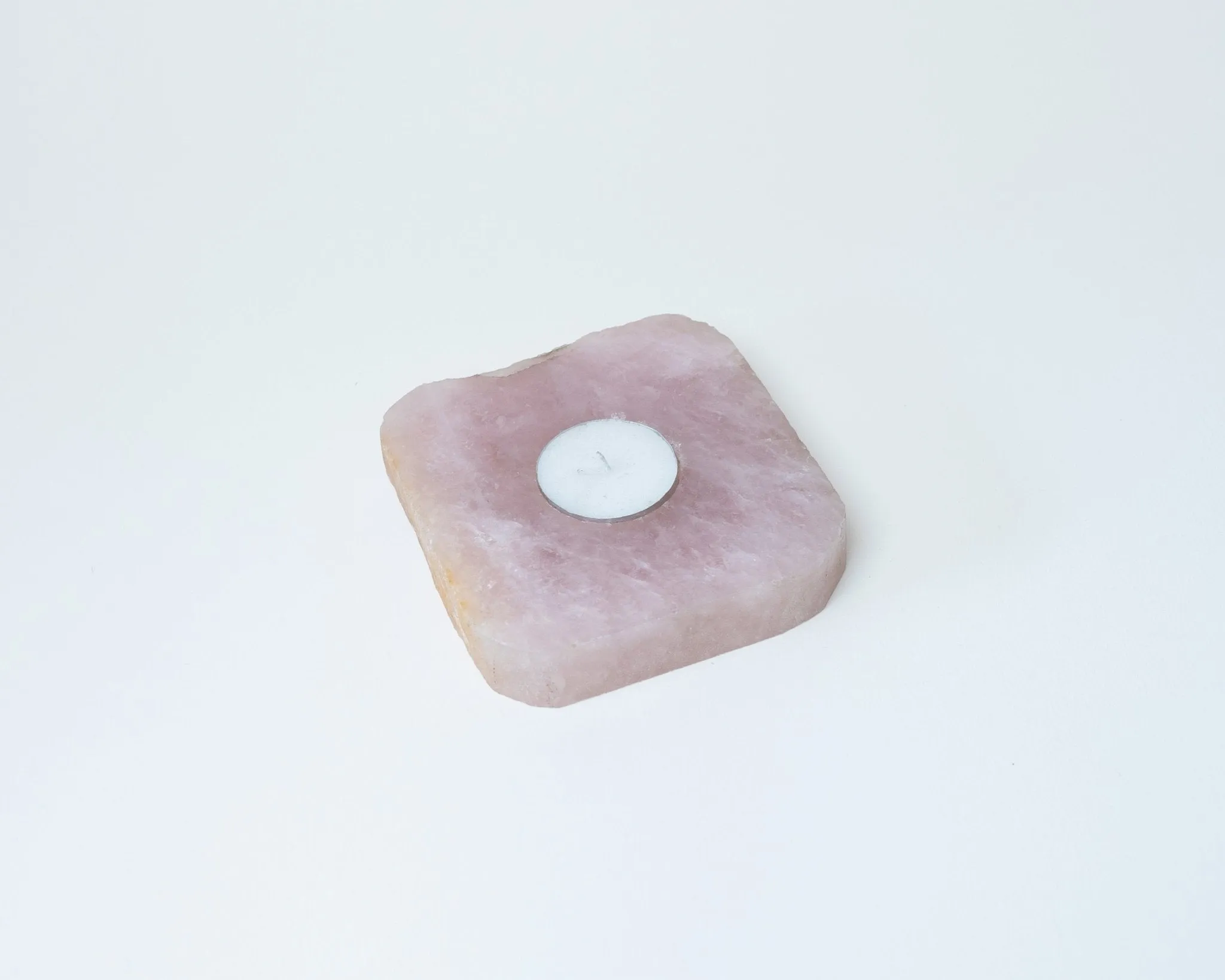 Rose Quartz Raw Flat Candle Holder