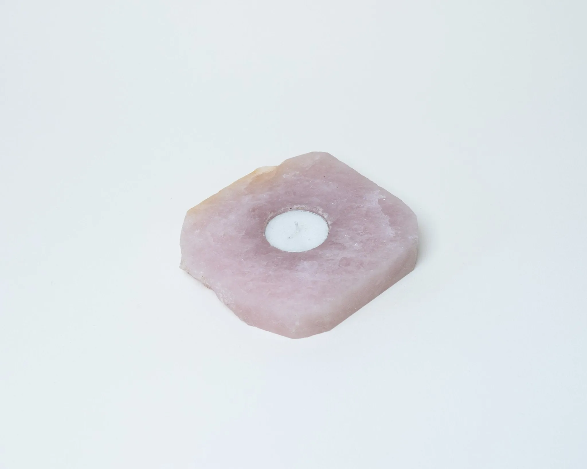 Rose Quartz Raw Flat Candle Holder