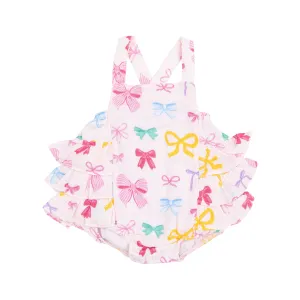 Ruffle Sunsuit - Colorful Bows