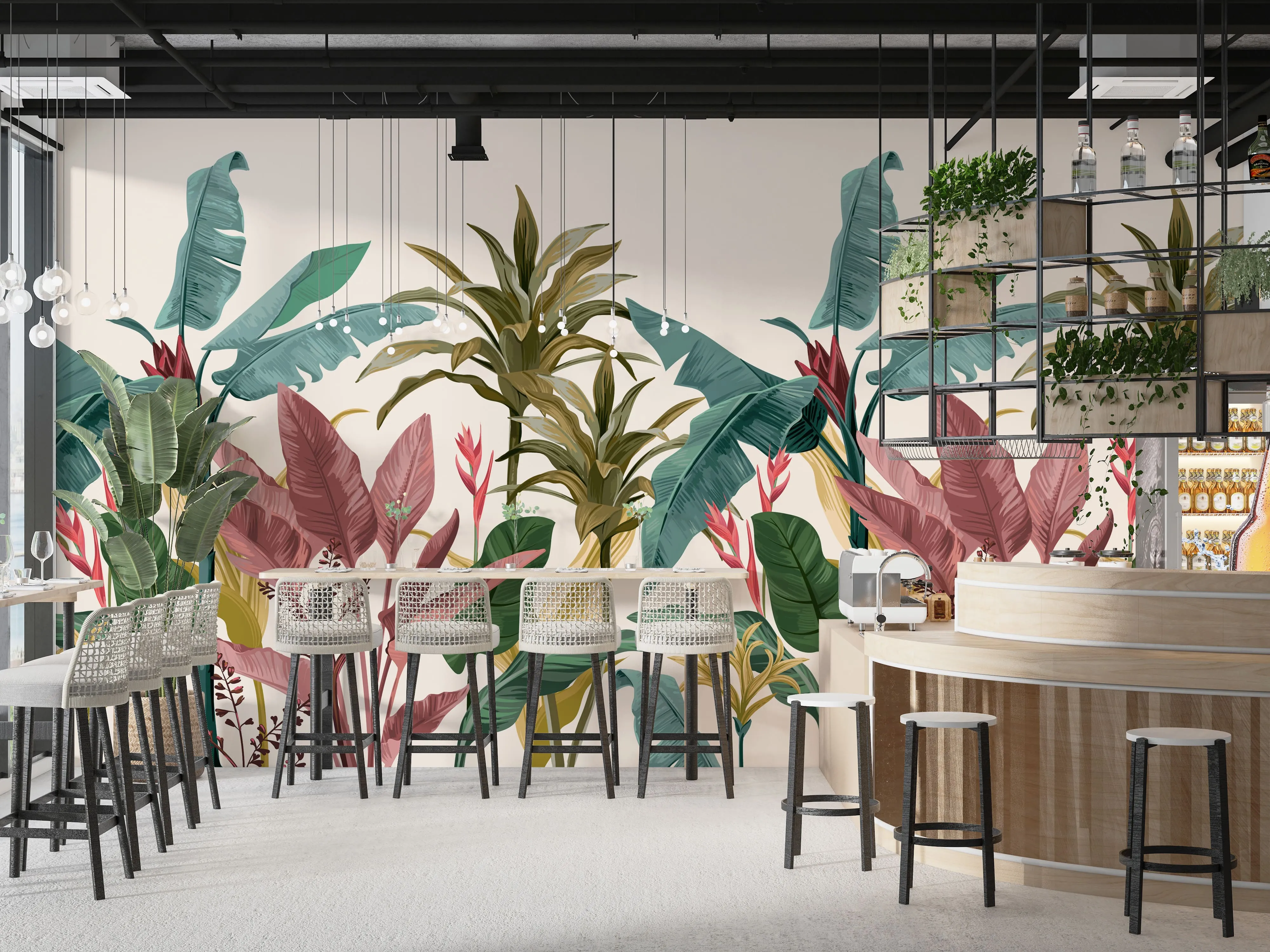 Tropical Jungle Wallpaper – Banana Leaf Wall Mural for Lush, Vibrant Interiors
