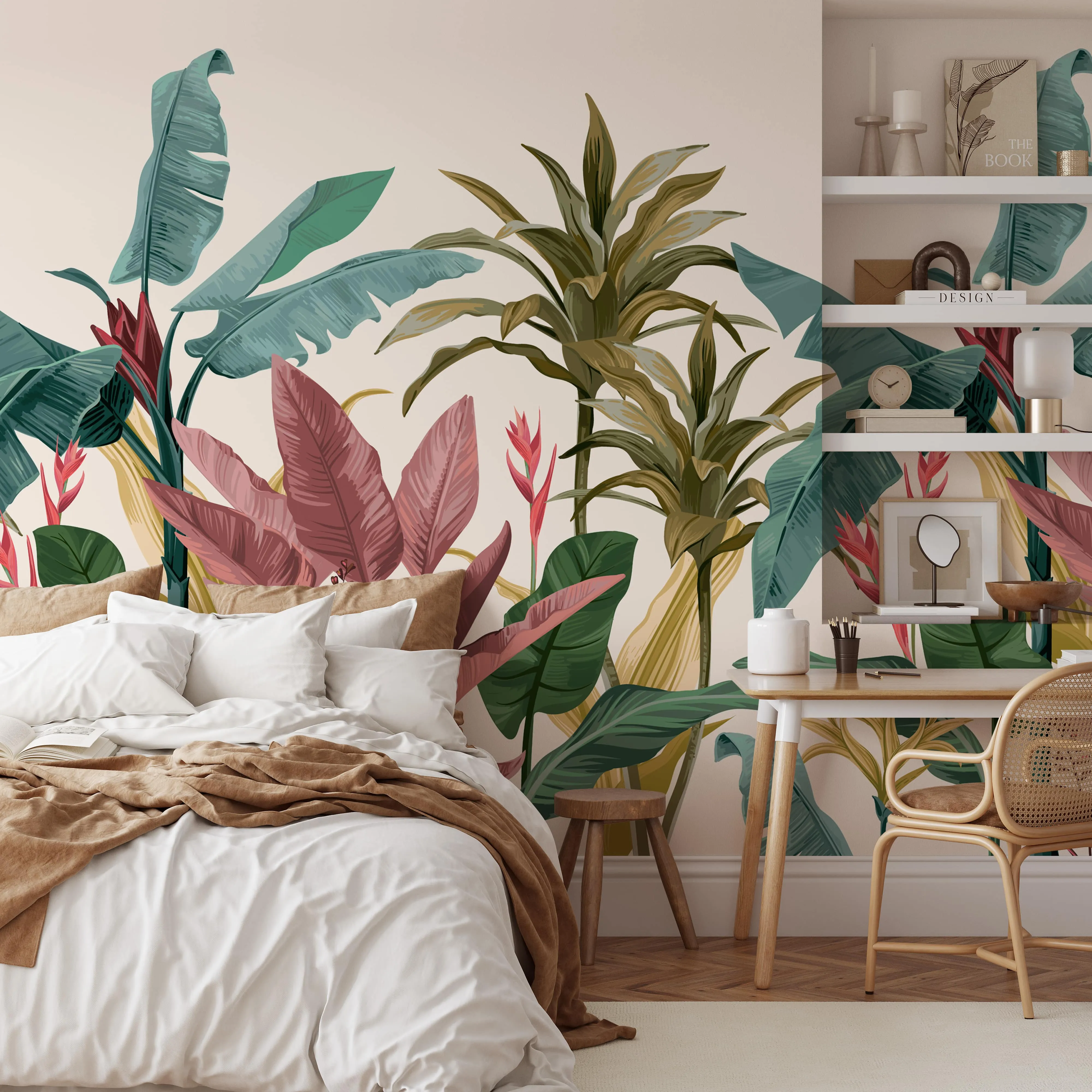 Tropical Jungle Wallpaper – Banana Leaf Wall Mural for Lush, Vibrant Interiors