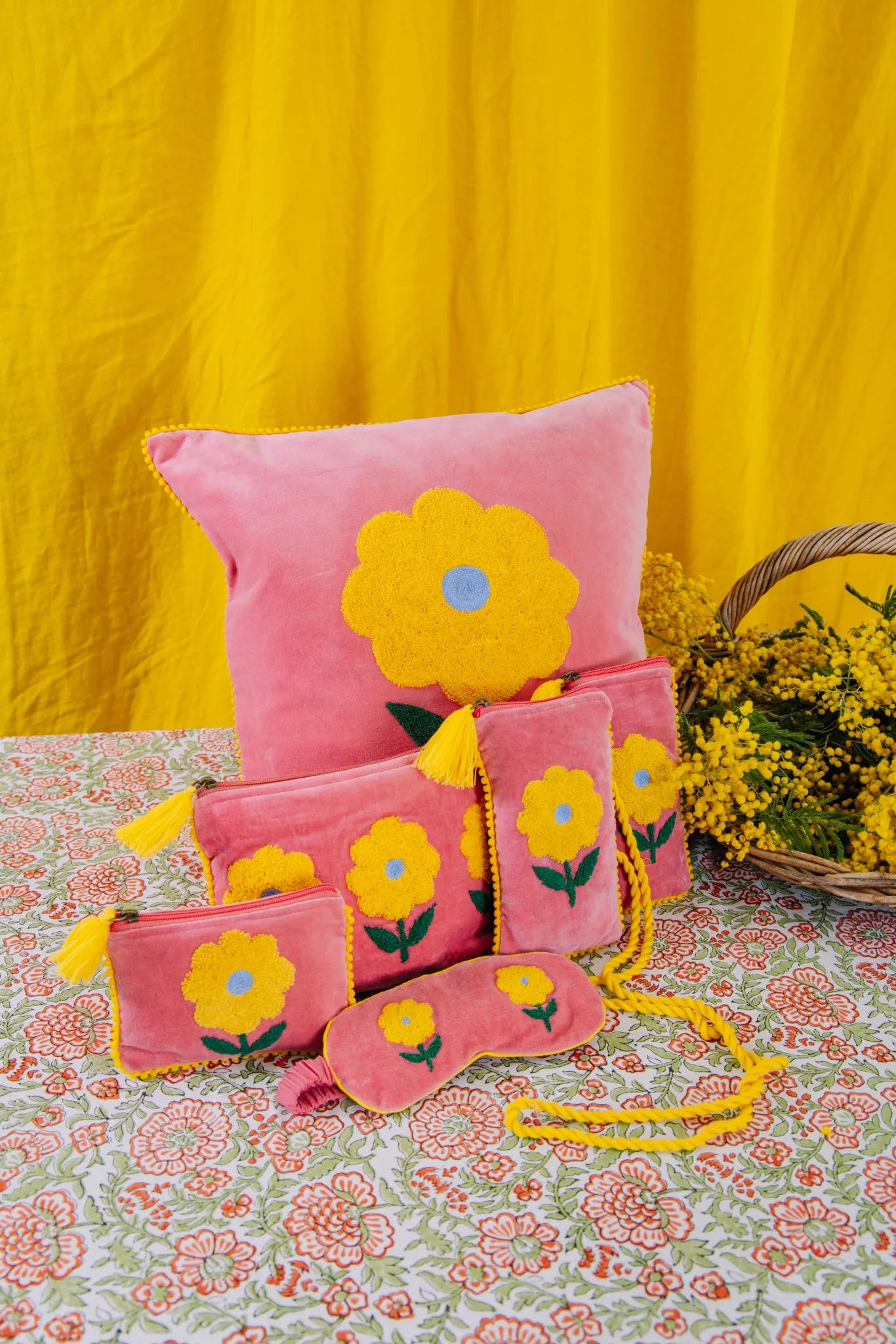 Velvet Flower Cushion - Pink