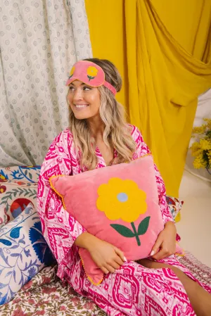 Velvet Flower Cushion - Pink