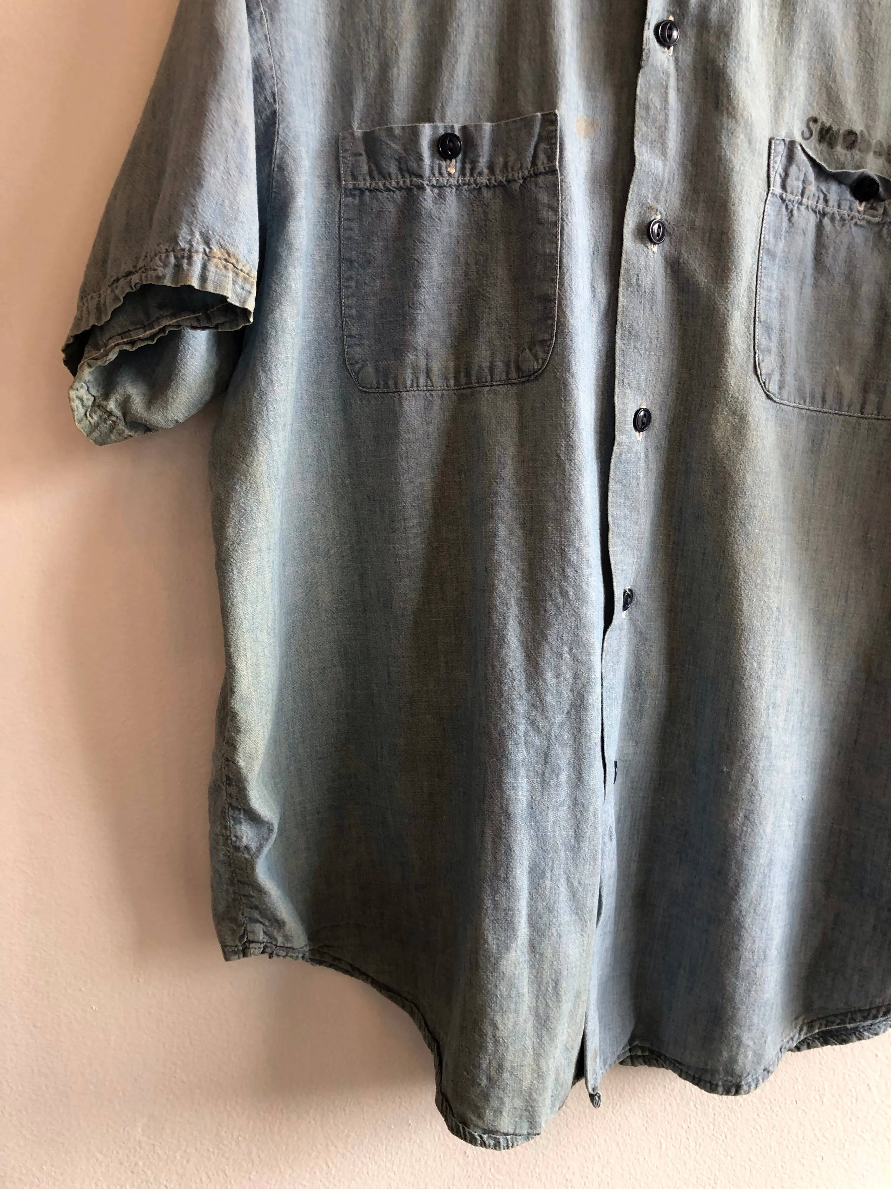 Vintage 1950s Selvedge Chambray Button Up Shirt