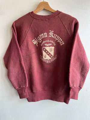 Vintage 1950s Sigma Kappa Flock Printed Sweatshirt