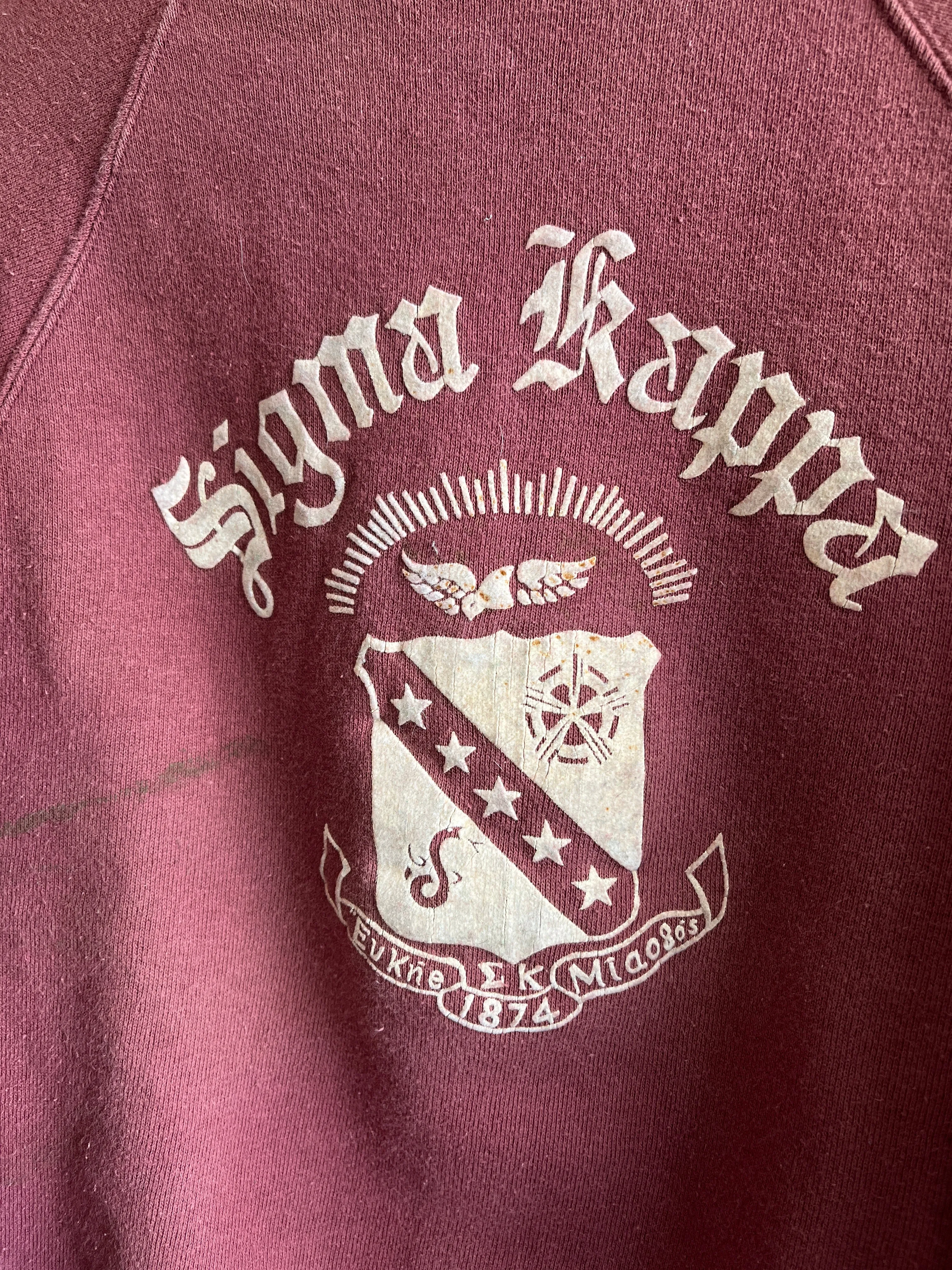 Vintage 1950s Sigma Kappa Flock Printed Sweatshirt