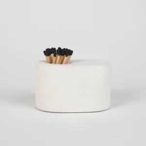 White Streamliner Match Holder with Black Matches