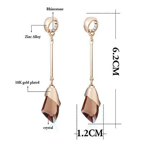 Yellow Chimes Gold Champagne Base Metal Crystal Stylish Hangings Earring for Women and Girls
